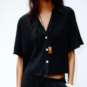 Zara Short Sleeve Crop Blk NWT
